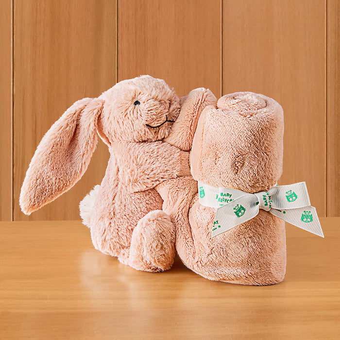 Jellycat Stuffed Animal Plush Soother Baby Blanket, Bashful Bunny