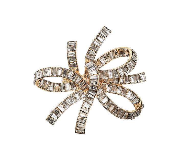 Jeweled Bow Napkin Ring in Gold & Crystal