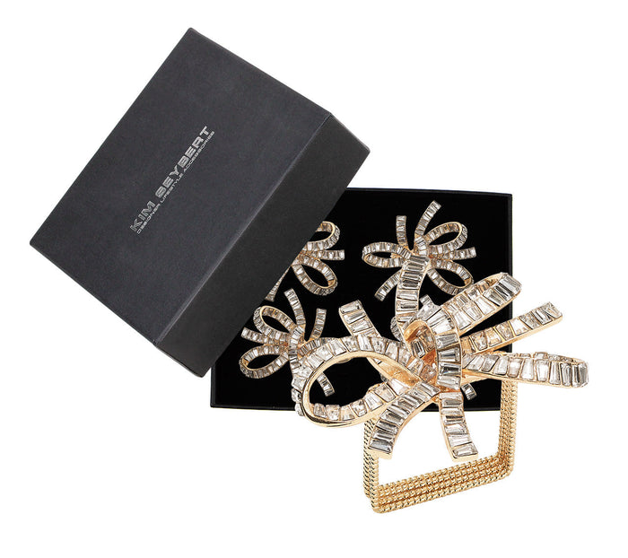 Jeweled Bow Napkin Ring in Gold & Crystal
