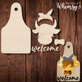 Layered Welcome Highland Cow with Bandana