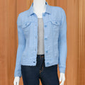 Lulu-B Women's Frayed Linen Jacket, Chambray Blue