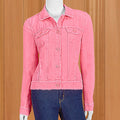 Lulu-B Women's Frayed Linen Jacket, Coral