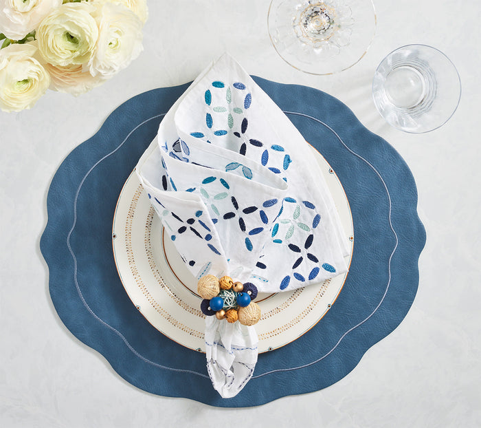 Malta Napkin in White & Blue