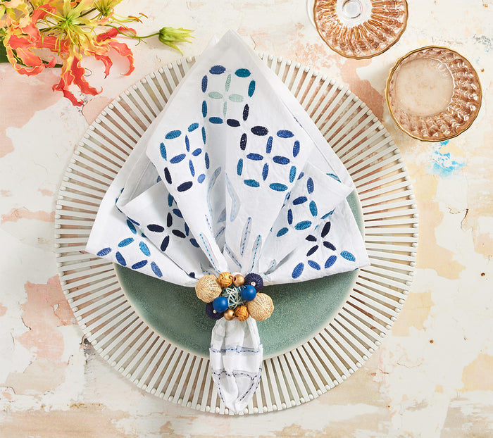 Malta Napkin in White & Blue