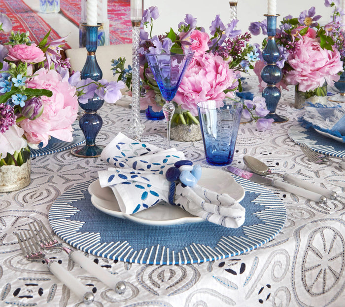 Malta Napkin in White & Blue