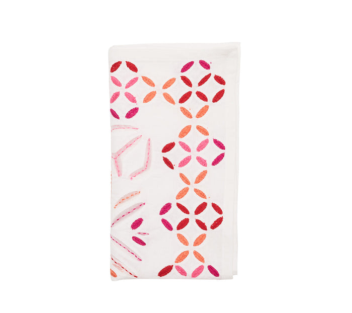 Malta Napkin in White, Pink & Orange