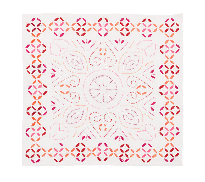 Malta Napkin in White, Pink & Orange