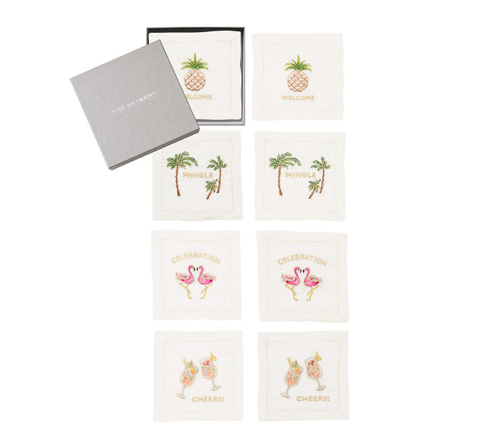 Mingle Cocktail Napkin in White & Multi