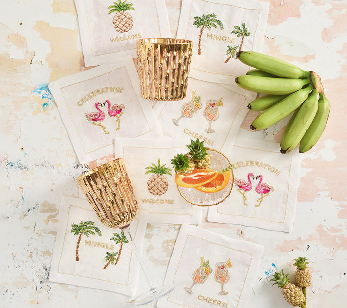 Mingle Cocktail Napkin in White & Multi