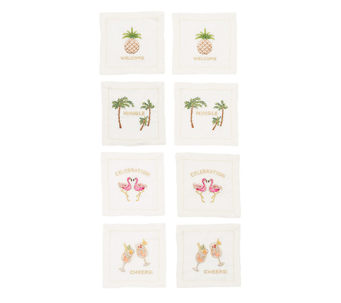 Mingle Cocktail Napkin in White & Multi