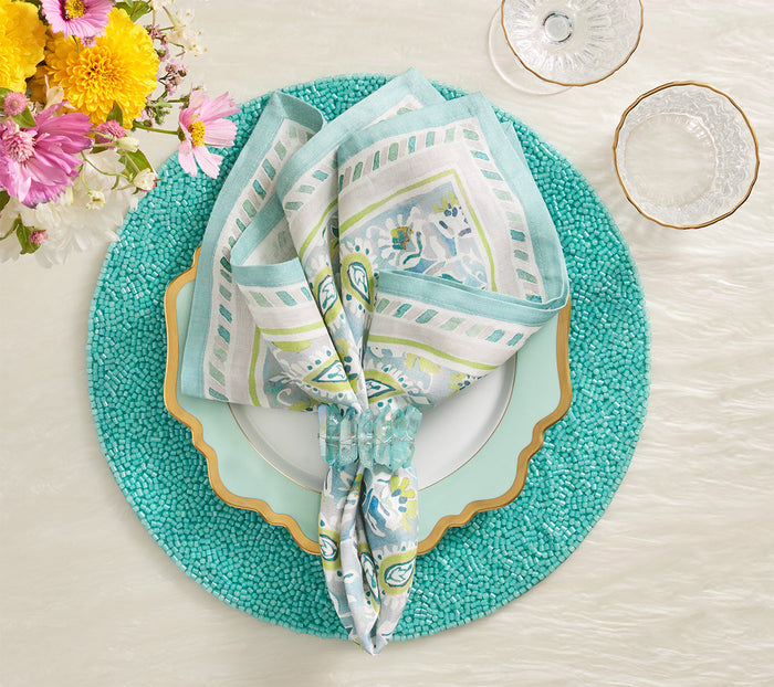 Mira Napkin in Seafoam & Green