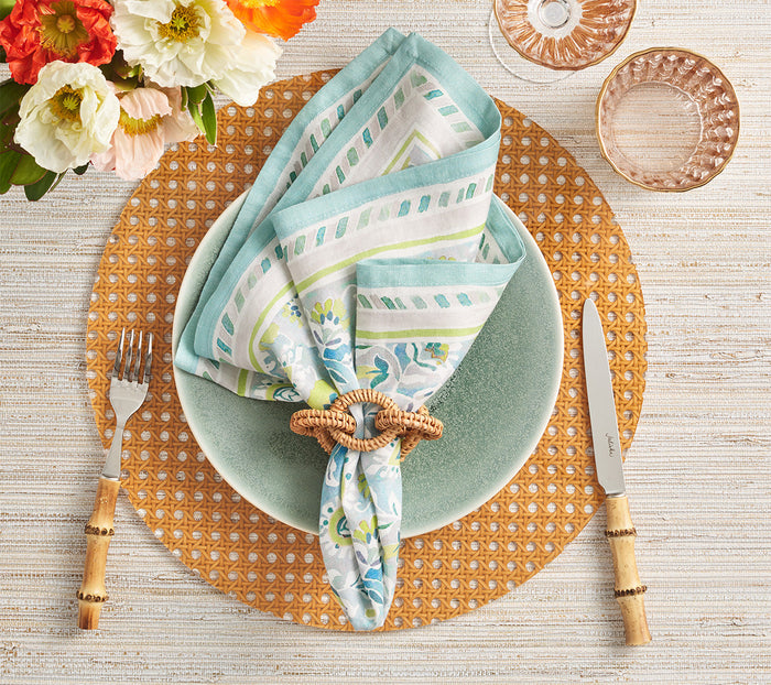 Mira Napkin in Seafoam & Green