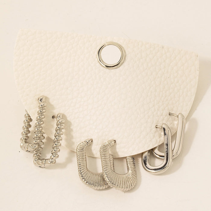 Mixed Rectangular Hoop Sets Assorted - Silver