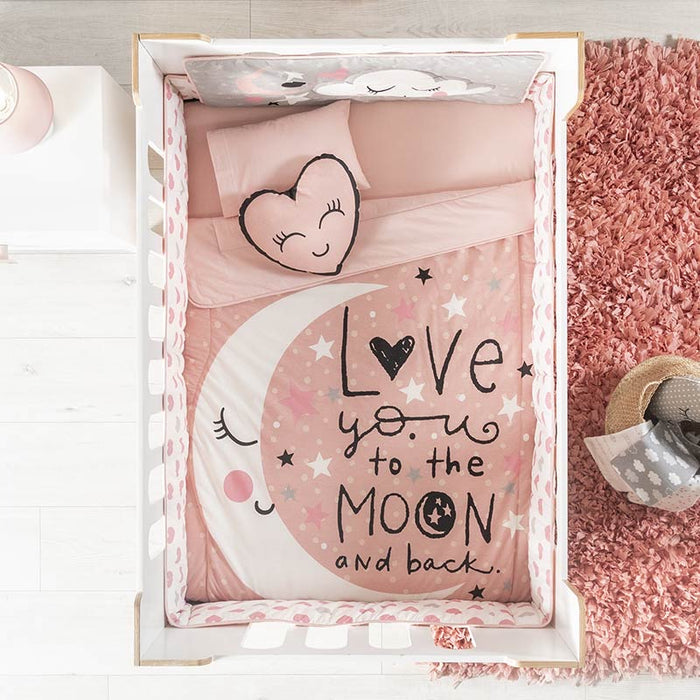 MOON BABY GIRLS CRIB BEDDING NURSERY SET 6 PCS 100%  COTTON FOR BABY SHOWER GIFT