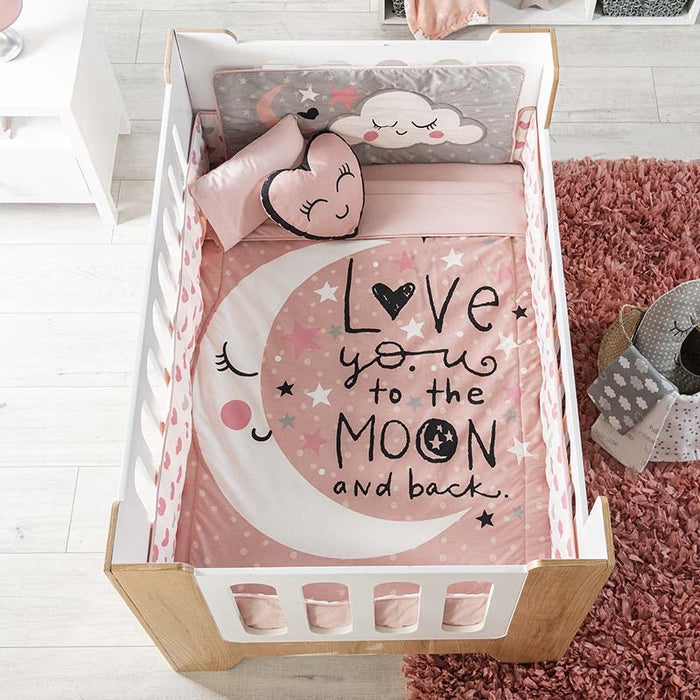 MOON BABY GIRLS CRIB BEDDING NURSERY SET 6 PCS 100%  COTTON FOR BABY SHOWER GIFT