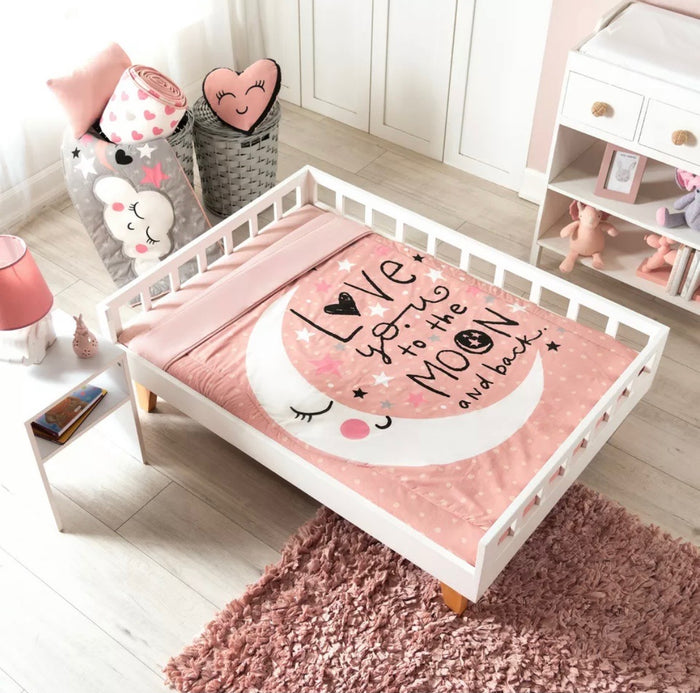 MOON BABY GIRLS CRIB BEDDING NURSERY SET 6 PCS 100%  COTTON FOR BABY SHOWER GIFT