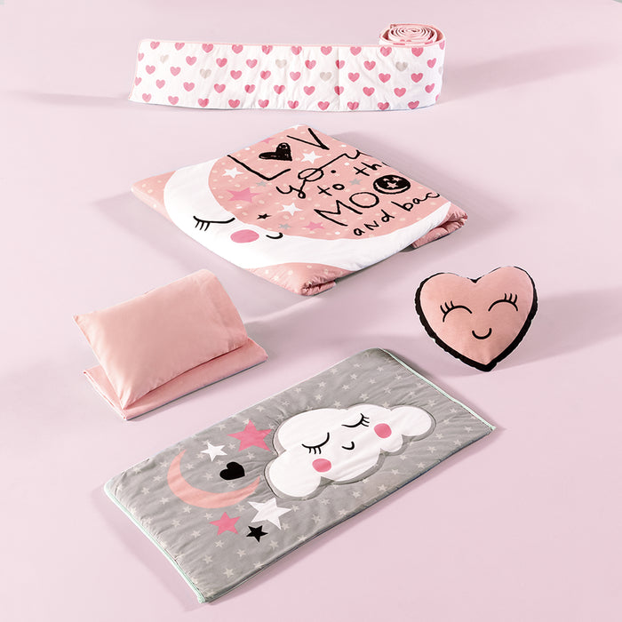 MOON BABY GIRLS CRIB BEDDING NURSERY SET 6 PCS 100%  COTTON FOR BABY SHOWER GIFT