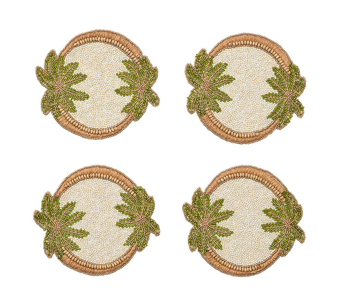 Oasis Coasters in Ivory, Green & Gold