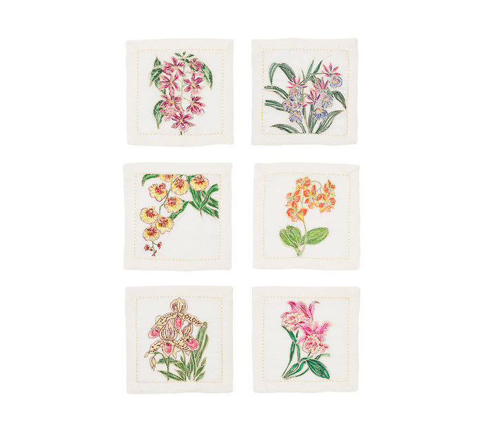 Orchid Cocktail Napkins in White & Multi