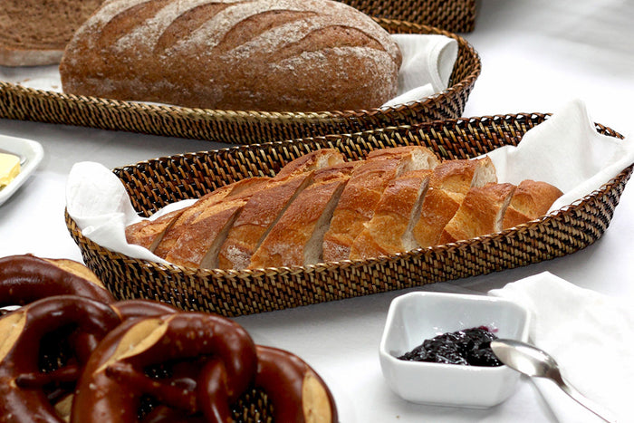 Oval Bread Basket with Caterpillar, Medium