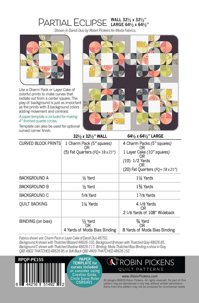 Partial Eclipse Quilt Pattern by Robin Pickens - Sewfinity.com