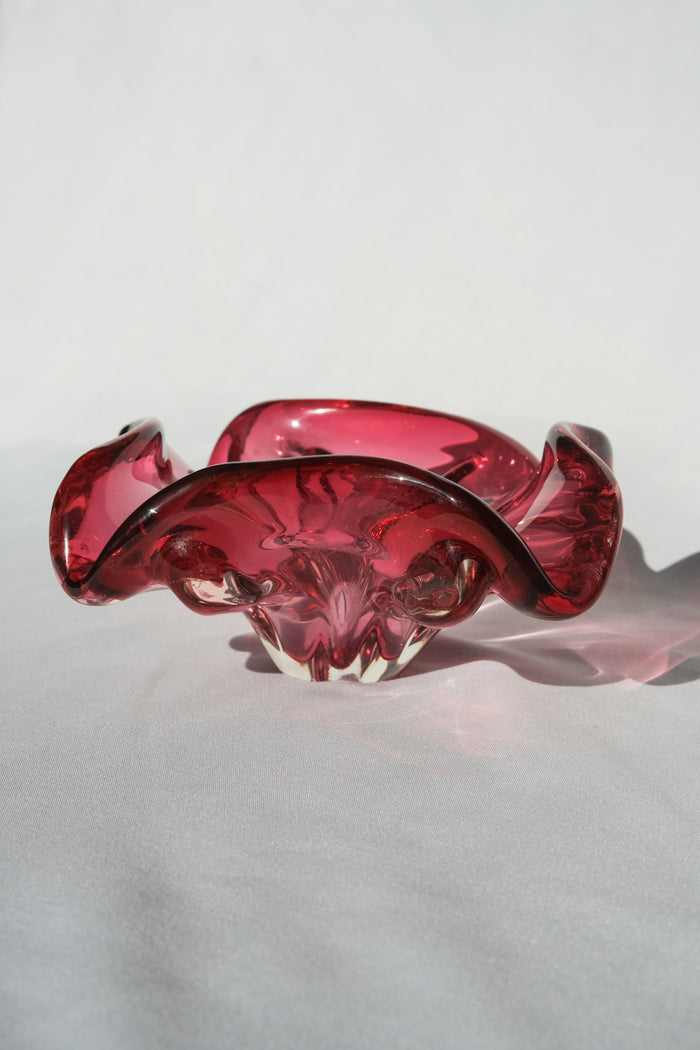 Pink glass bowl