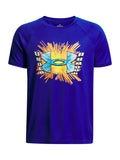 Polera manga corta de Entrenamiento para Niño Tech Graphic Wordmark Azul Under Armour