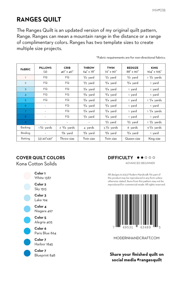 Ranges Quilt Pattern by Modern Handcraft - Sewfinity.com