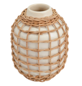 Rattan Wrapped White Vase
