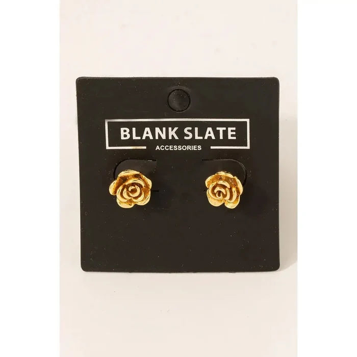Rose Stud Earrings- Assorted - Gold