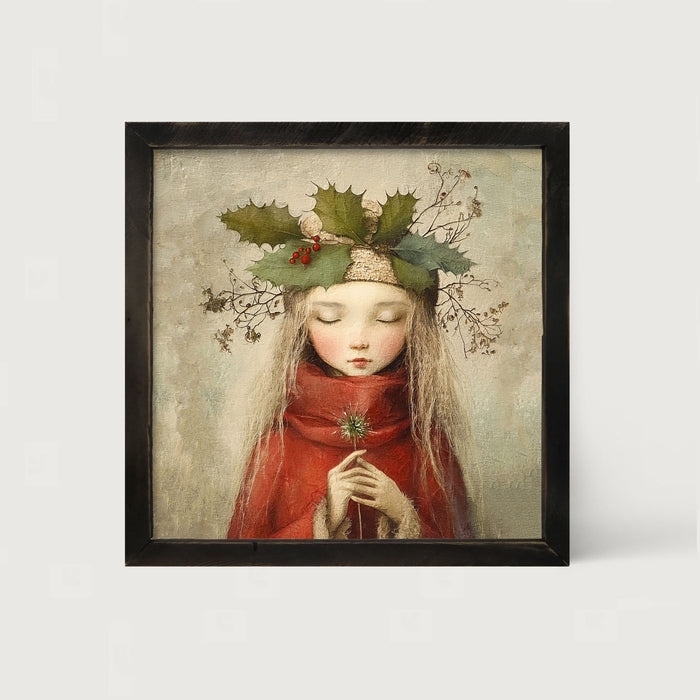 Rustic Christmas girl - Framed Art