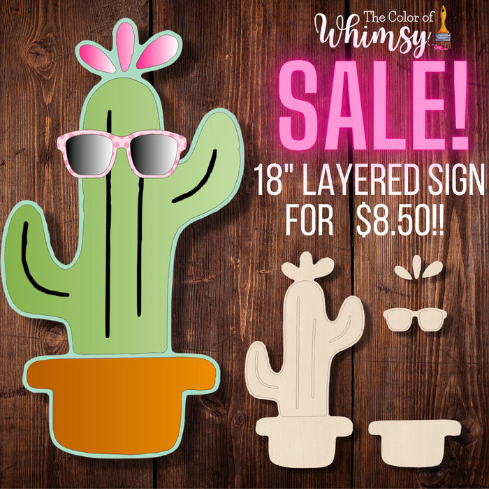 SALE 18" Layered Cactus with Sunglasses