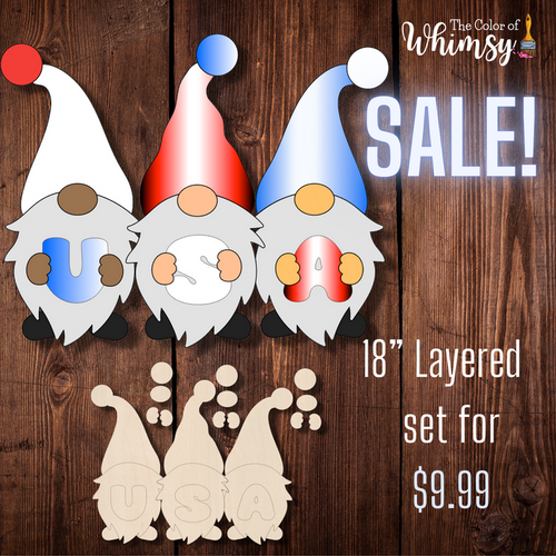 *SALE* Fourth of July/Patriotic USA Three Gnomes