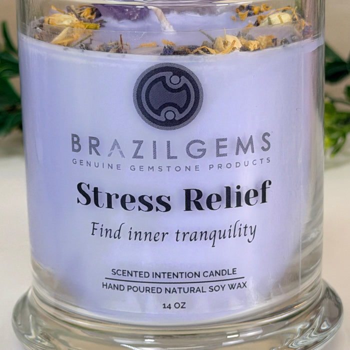 Scented Intention Candle with Crystals | STRESS RELIEF, 14 oz #2210AMRQ