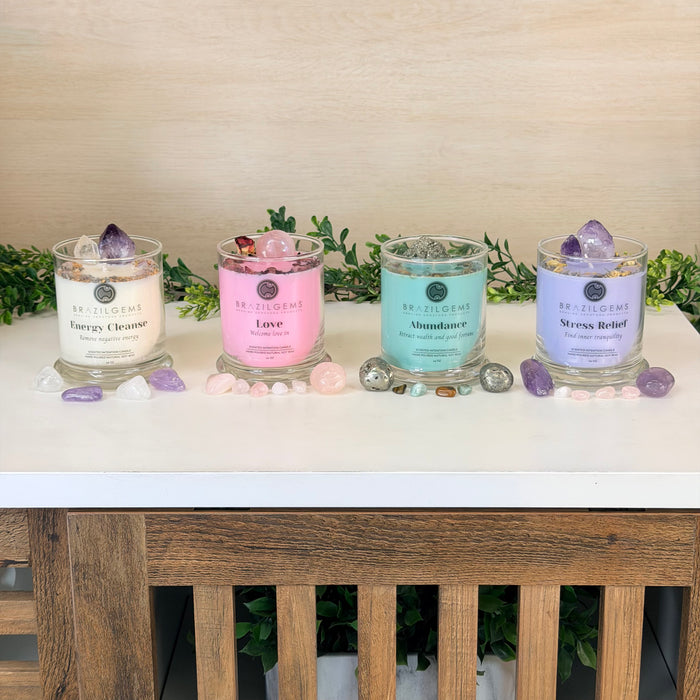 Scented Intention Candle with Crystals | STRESS RELIEF, 14 oz #2210AMRQ