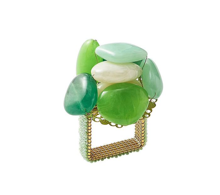 Sea Stone Napkin Rings in Green, Set of 4 by Kim Seybert