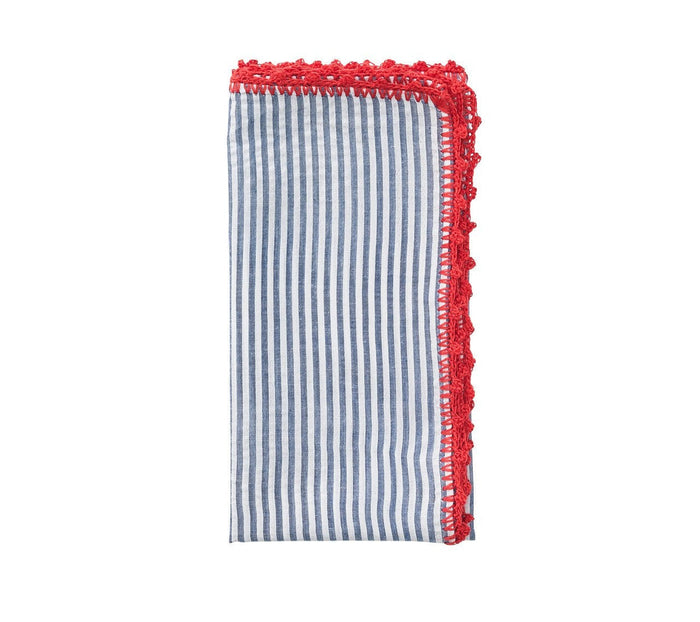 Seersucker Napkin in Navy & Red, Set of 4 by Kim Seybert