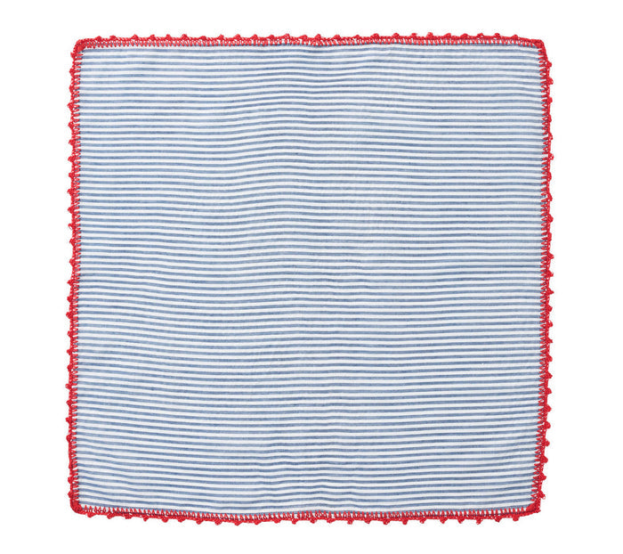 Seersucker Napkin in Navy & Red, Set of 4 by Kim Seybert