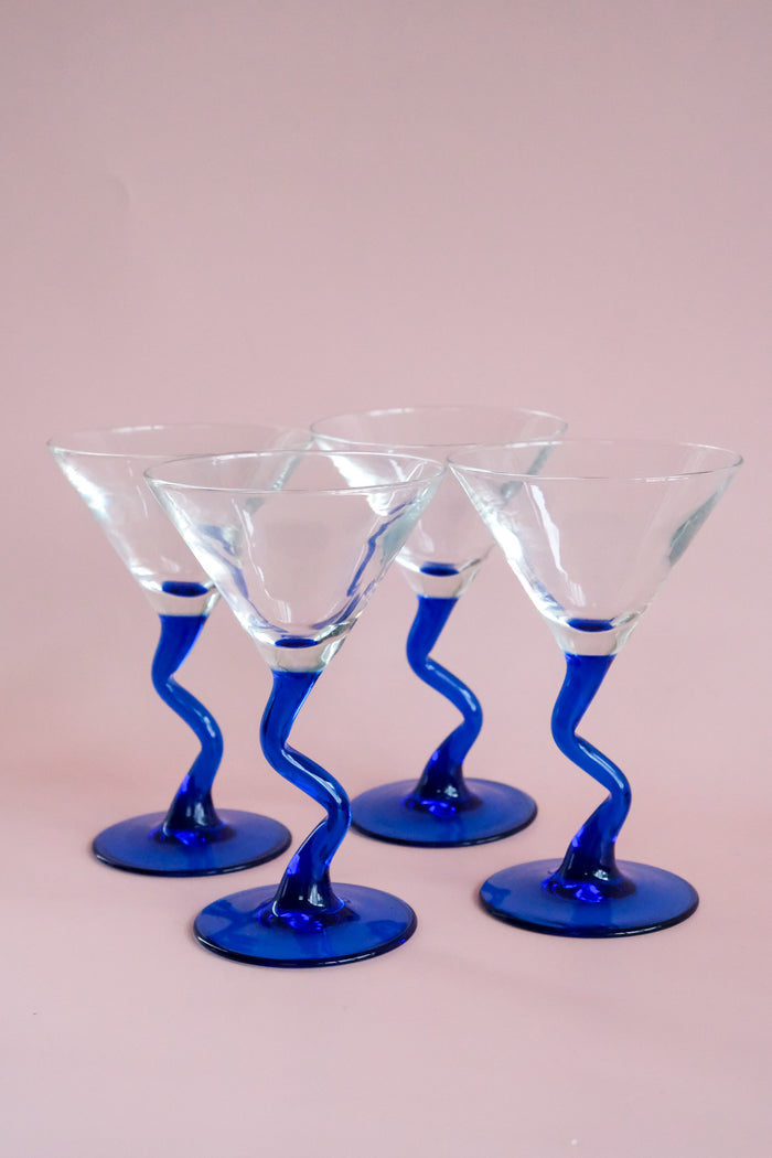 Set of four Zig zag martini glasses