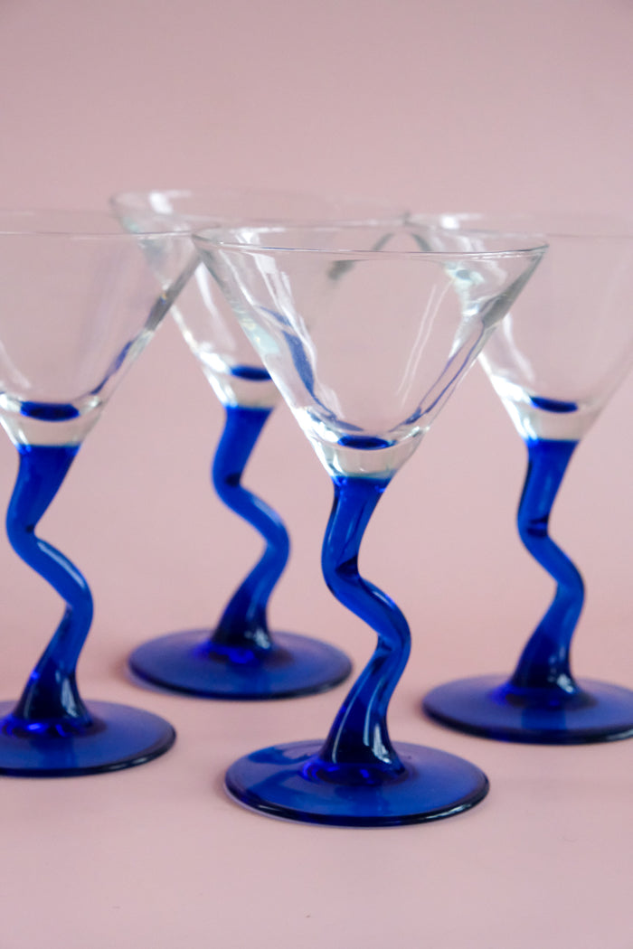Set of four Zig zag martini glasses