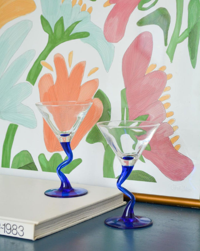 Set of four Zig zag martini glasses
