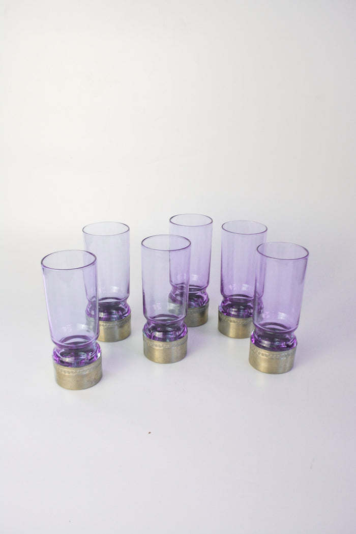 Set of six alexandrite longdrink glasses