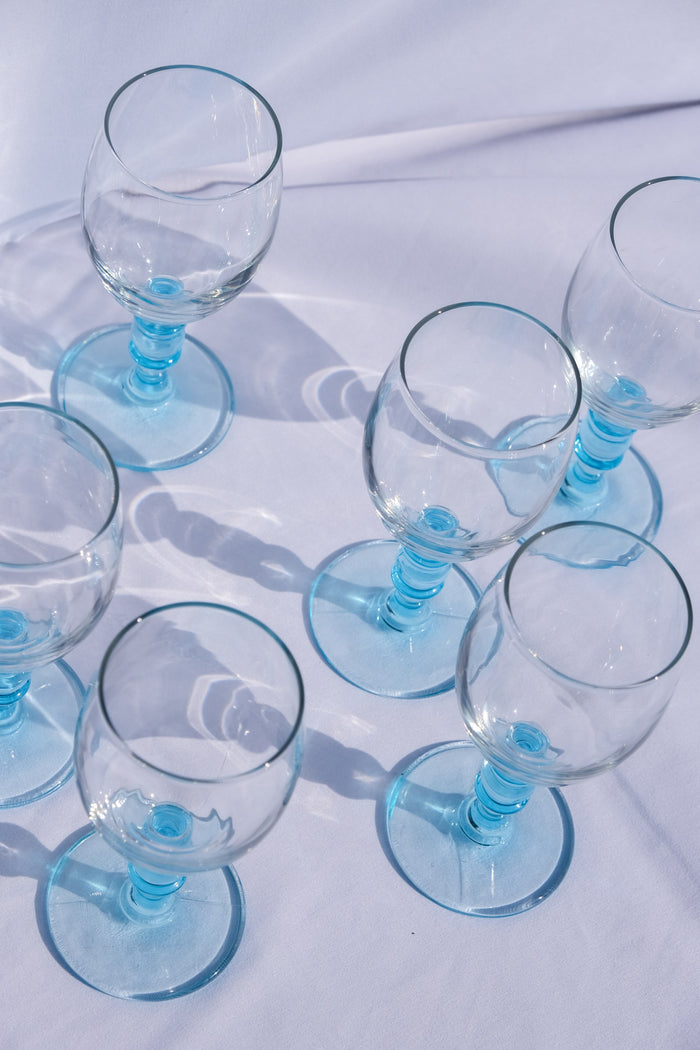 Set of six wine glasses