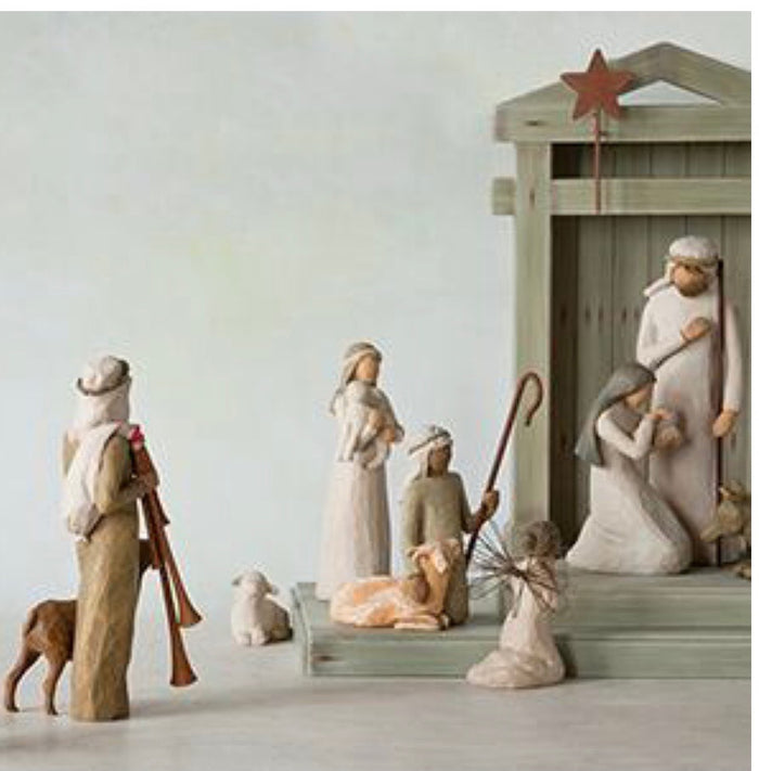 SHEPHERD AND STABLE ANIMALS FIGURE SCULPTURE HAND PAINTING WILLOW TREE BY SUSAN LORDI
