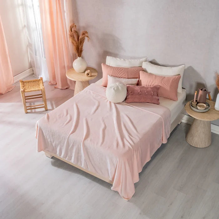 SWEET PINK LIGHT BLANKET SOFTY AND WARM FULL SIZE MADE IN MEXICO