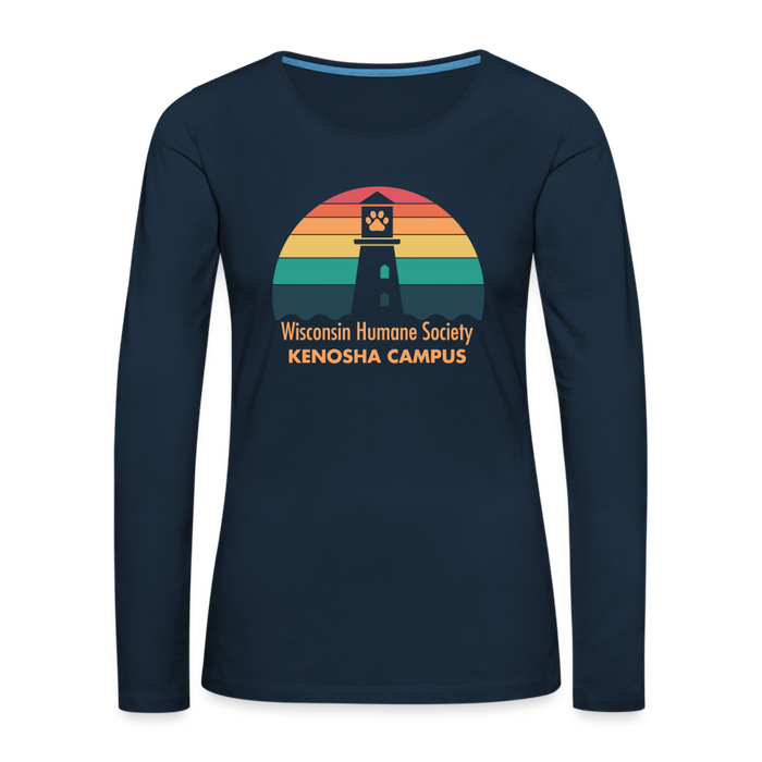 WHS Kenosha Logo Contoured Premium Long Sleeve T-Shirt - deep navy