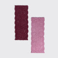 Wide Lace Elastic Headband 2-Pack — Cherry Lacquer & Dusty Pink