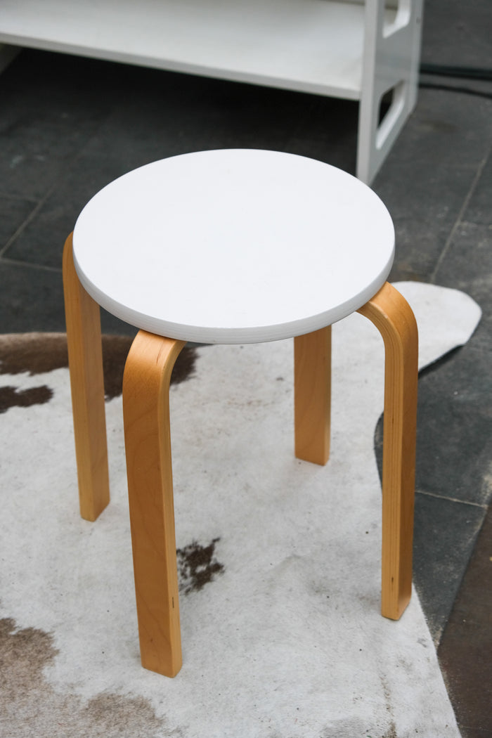 Wood & white stool